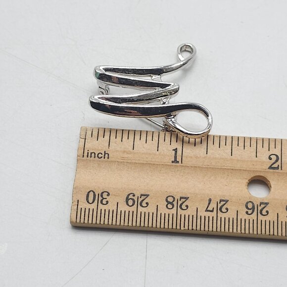 SARAH COVENTRY Signed Initial Letter M Brooch Pin Monogram Script Silver Tone - Picture 4 of 4